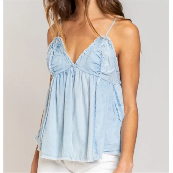 POL Deep V Denim Tank Top - Picture 8 of 10